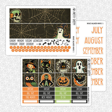 Vintage Halloween Monthly Kit for EC Planner | Monthly Planner Stickers