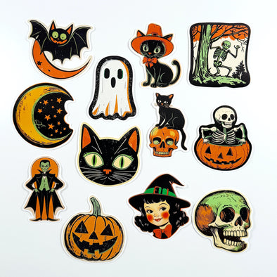 Vintage Halloween Die Cut Set Easy Peel Premium Vinyl Die Cut Sticker