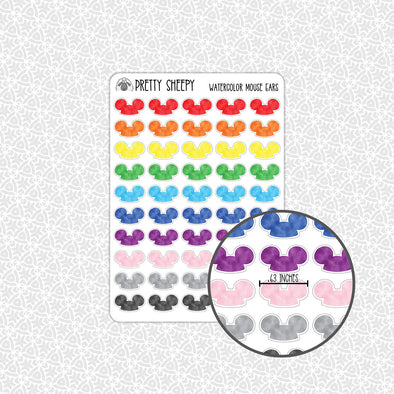 Watercolor Mouse Ears Stickers