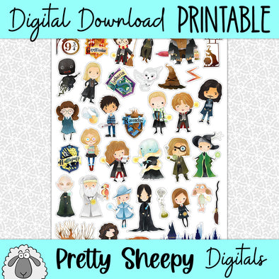 Wizards Printable Stickers PNG Digital Download