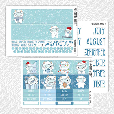 Yeti Christmas Monthly Kit for EC Planner | Monthly Planner Stickers