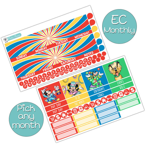 Clubhouse Circus Monthly Kit for EC Planner - Pick ANY Month! | Monthly Planner Stickers
