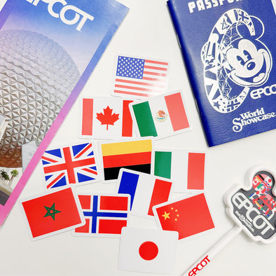 World Showcase Flags Easy Peel Premium Vinyl Die Cut Sticker