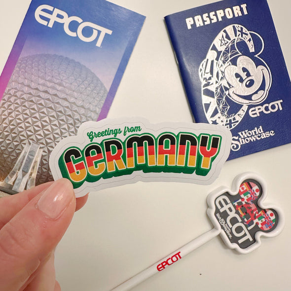 Greetings from Germany World Showcase Easy Peel Premium Vinyl Die Cut Sticker