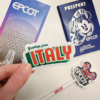 Greetings from Italy World Showcase Easy Peel Premium Vinyl Die Cut Sticker