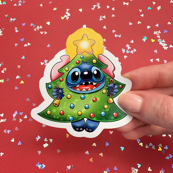 Alien Christmas Tree Easy Peel Premium Vinyl Die Cut Sticker