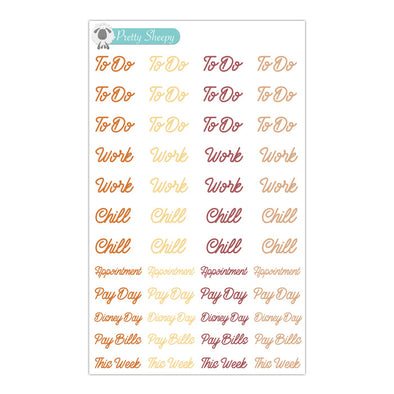 Functional Script Stickers - Nov 21 Color Collection