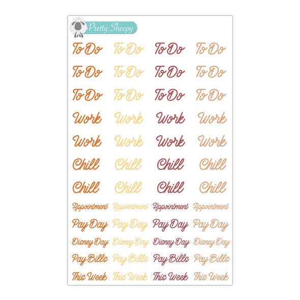 Functional Script Stickers - Nov 21 Color Collection