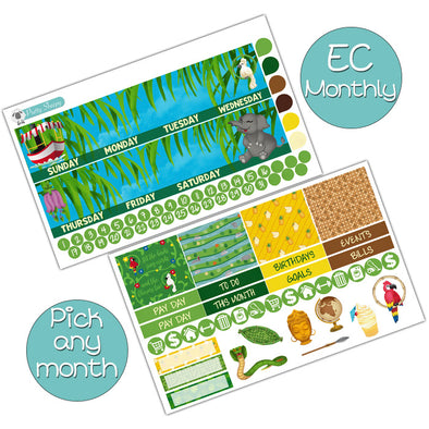 Adventure Land Monthly Kit for EC Planner - Pick ANY Month! | Monthly Planner Stickers