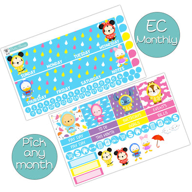 April Showers Monthly Kit for EC Planner - Pick ANY Month! | Monthly Planner Stickers