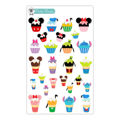 Character Cupcakes & Ice Cream Stickers