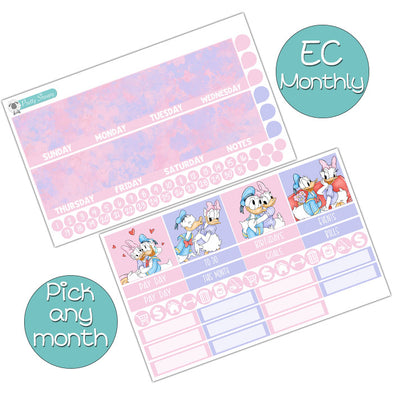 Duck Family Valentine Monthly Kit for EC Planner - Pick ANY Month! | Monthly Planner Stickers