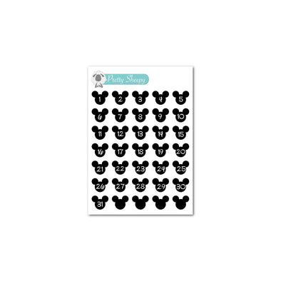 Mini Sheet - Mouse Date Stickers - Feb 23 Color Collection - Black