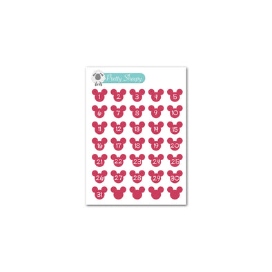 Mini Sheet - Mouse Date Stickers - Jan 23 Color Collection - Viva Magenta