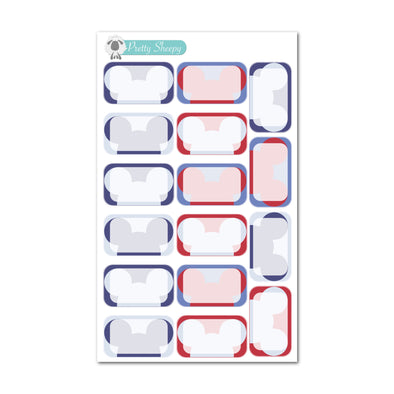 Mouse Head Half Box Stickers - Apr 23 Color Collection - Soft Patriotic