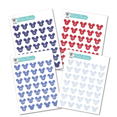Mini Sheet - Mouse Date Stickers - Apr 23 Color Collection - Soft Patriotic