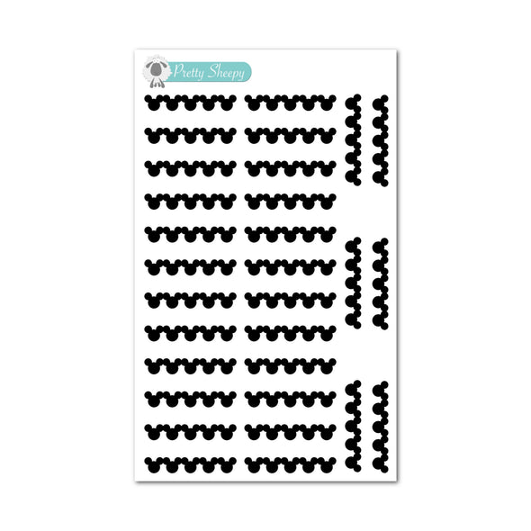 Mouse Head Strips Stickers - Feb 23 Color Collection - Black