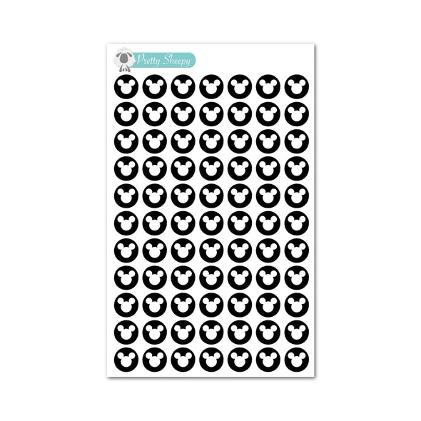 Mouse Head Dot Stickers - Feb 23 Color Collection - Black