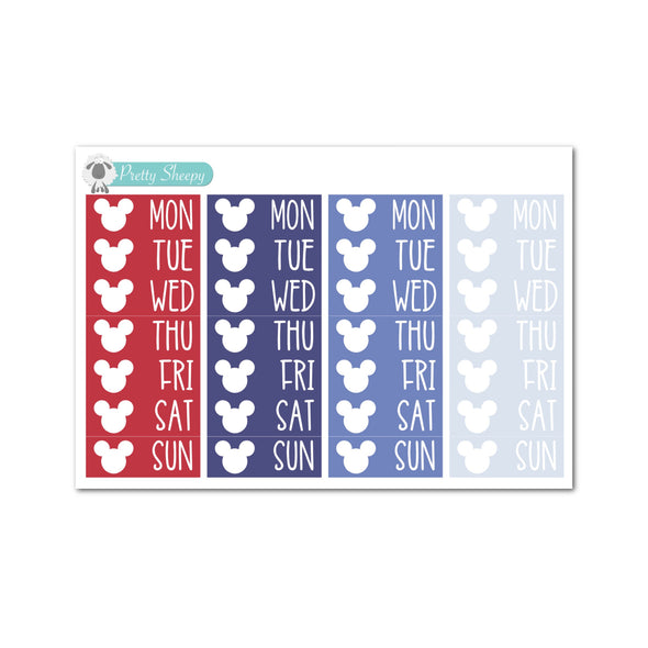 Mouse Head Date Covers Stickers - Apr 23 Color Collection - Soft Patriotic