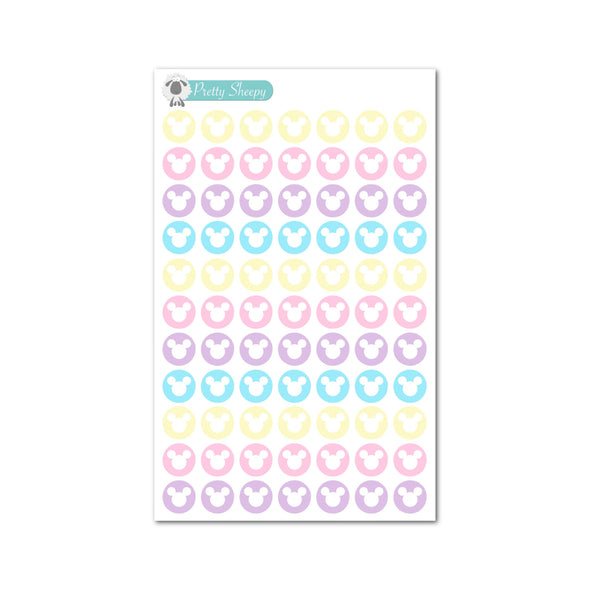 Mouse Head Dot Stickers - Mar 23 Color Collection - Spring Pastel