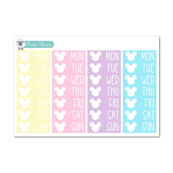 Mouse Head Date Covers Stickers - Mar 23 Color Collection - Spring Pastel