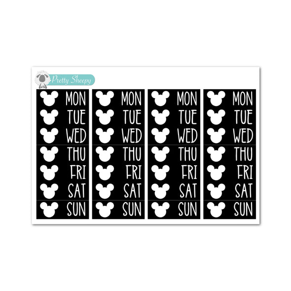 Mouse Head Date Covers Stickers - Feb 23 Color Collection - Black