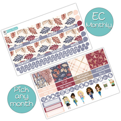 Fall Fairytale Monthly Kit for EC Planner - Pick ANY Month! | Monthly Planner Stickers