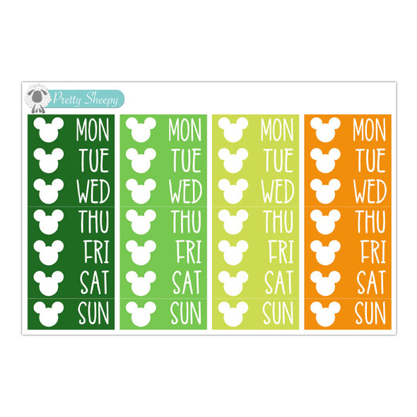 Mouse Head Date Covers Stickers - Feb 22 Color Collection