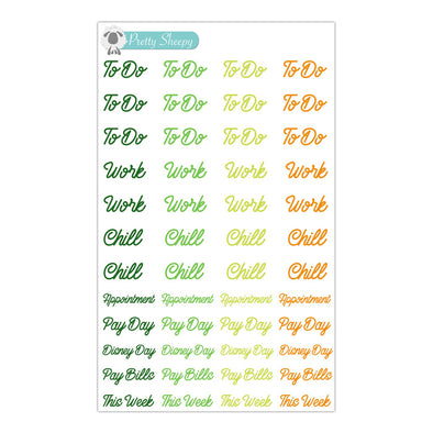Functional Script Stickers - Feb 22 Color Collection