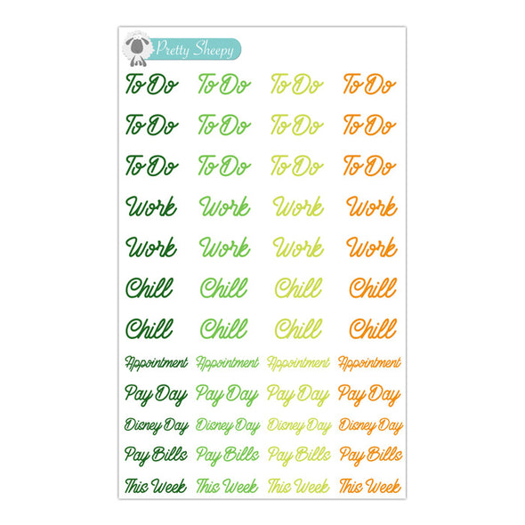 Functional Script Stickers - Feb 22 Color Collection