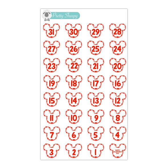 Valentine Mouse Countdown Stickers