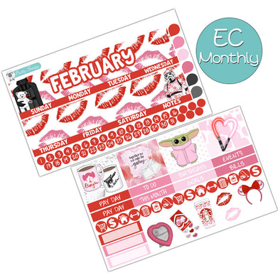Galactic Valentine Monthly Kit for EC Planner | Monthly Planner Stickers