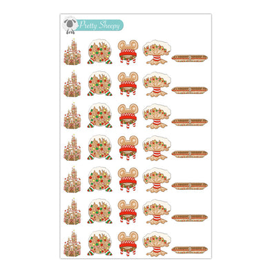 Gingerbread World WDW Icons Stickers