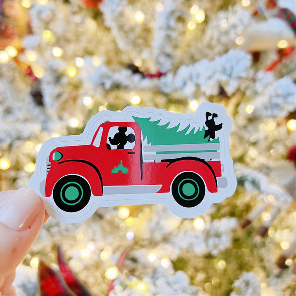 Christmas Tree Truck Easy Peel Premium Vinyl Die Cut Sticker