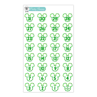 St. Patrick's Day Mouse Countdown Stickers