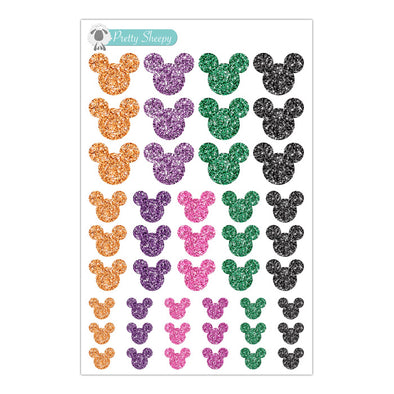 Halloween Glitter Mouse Heads Stickers