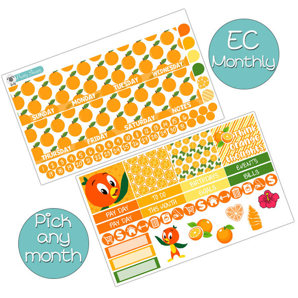Citrus Bird Monthly Kit for EC Planner - Pick ANY Month! | Monthly Planner Stickers