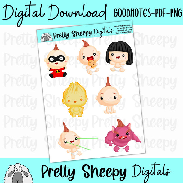 Baby Jack Digital Stickers | Goodnotes PDF PNG for Digital Planning or Printing