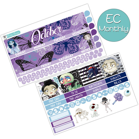 Halloween Bride October Monthly Kit for EC Planner | Monthly Planner Stickers