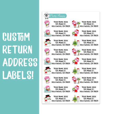 Pink Unicorn Christmas Custom Return Address Labels