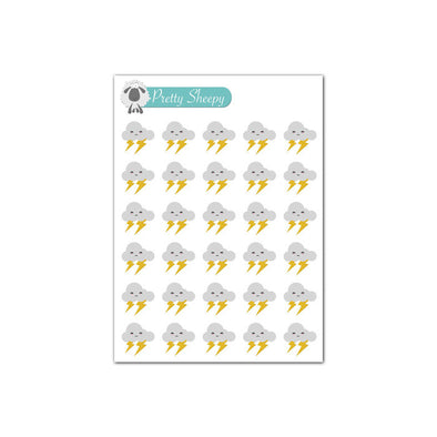 Mini Sheet - Kawaii Weather (Thunderstorm) Planner Stickers