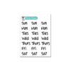 Mini Days of the Week Planner Stickers