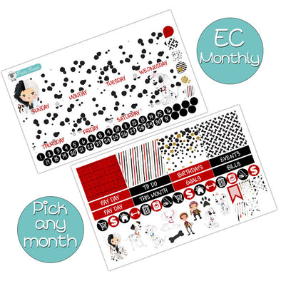 Cruel Villain Monthly Kit for EC Planner - Pick ANY Month! | Monthly Planner Stickers