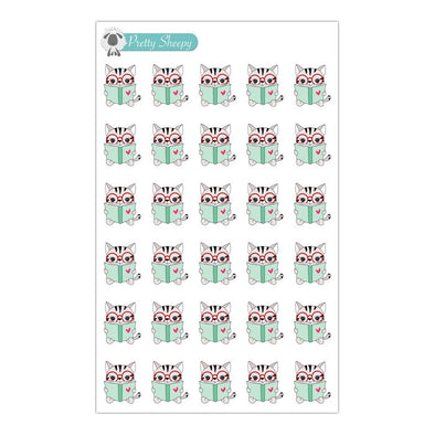 Book-lover Reading Cat Stickers