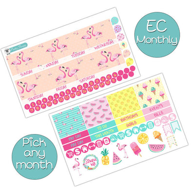 Summer Flamingo Monthly Kit for the EC Planner - Pick ANY Month!