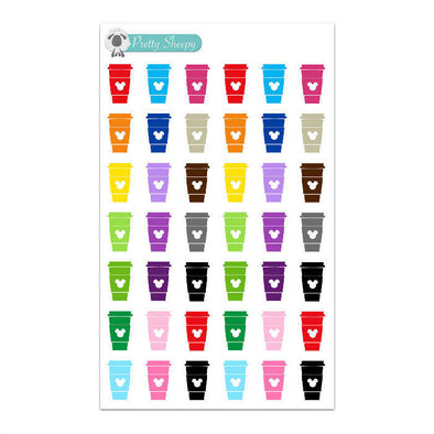 Colorful Mouse Coffee Cups Stickers