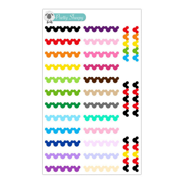 Colorful Mouse Head Strips Stickers