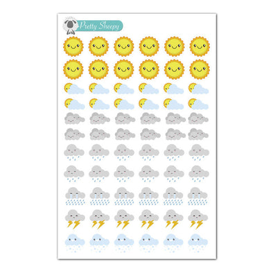 Weather Kawaii Planner Stickers