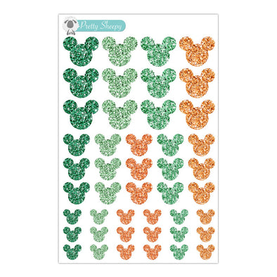 St. Patrick's Day Glitter Mouse Heads Stickers