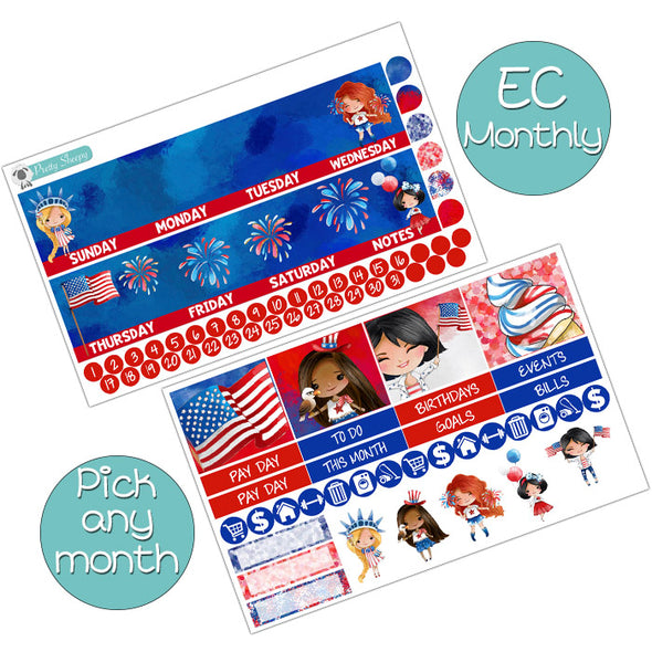Patriotic Princess Monthly Kit for EC Planner - Pick ANY Month!
